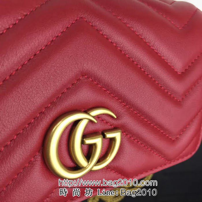 GUCCI古馳原單 新款高仿GUCCI新款專櫃品質原單貨實物實拍488426 大紅 鏈條迷你包 HY1256